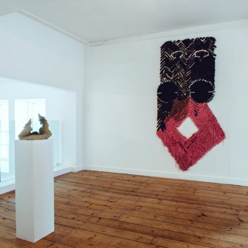 Fevver, Caroline Achaintre, 2008 and Island/Black Sun, Salvatore Arancio, 2015 (installation view). Photo: Dom Moore.