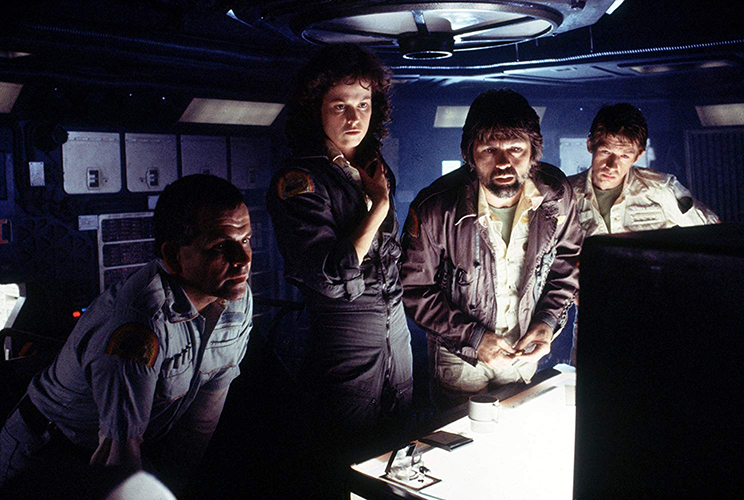 Sigourney Weaver, Ian Holm, John Hurt, and Tom Skerritt in Alien
